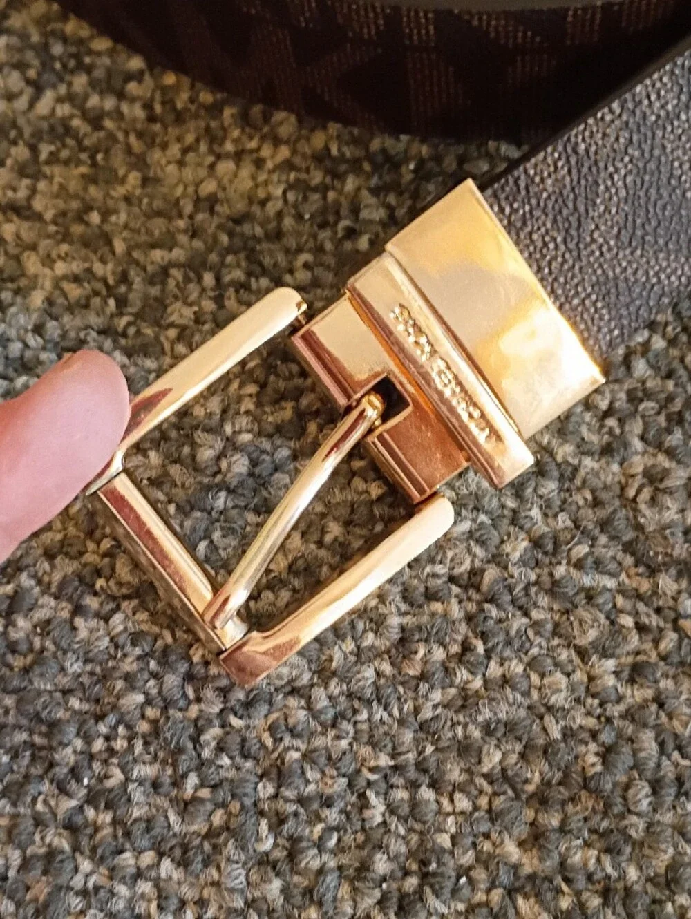 Michael Kors Brown And gold reversable  Belt with Gold Buckle Size L